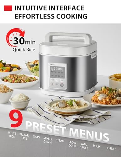 TOSHIBA Rice Cooker Heritage Bento Box, Digital Control, 5.5-Cup Uncooked Rice Capacity, 9 Functions with 3D Heating and 24-Hour Auto Keep Warm - My Kitchen Products