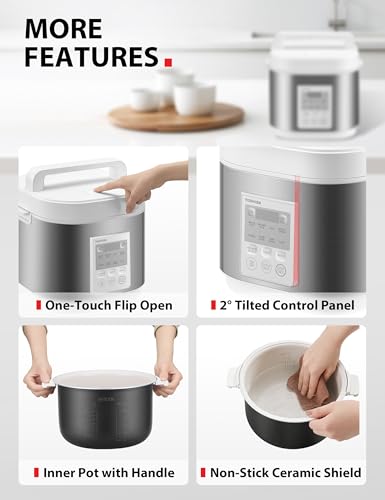 TOSHIBA Rice Cooker Heritage Bento Box, Digital Control, 5.5-Cup Uncooked Rice Capacity, 9 Functions with 3D Heating and 24-Hour Auto Keep Warm - My Kitchen Products
