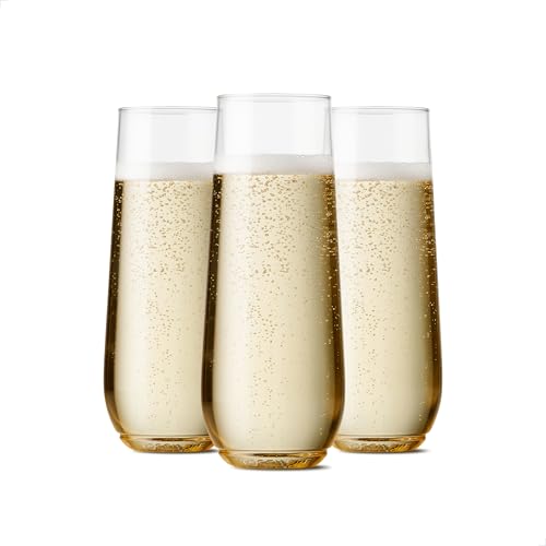 TOSSWARE POP 9oz Flute, Premium Quality, Recyclable, Unbreakable & Crystal Clear Plastic Champagne Glasses,Flute