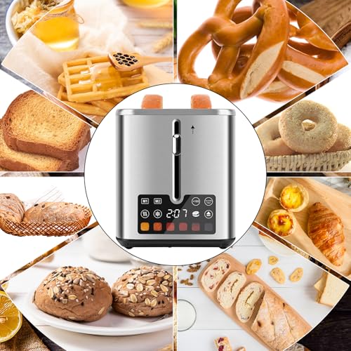 Touch Screen Toaster 2 Slice, Bagel Toaster with LCD Display, Stainless Steel Smart Digital Toasters with +15s Boost,Dual Memory Functions,Toasters with 6 Shade Settings & Extra-Wide Slots,900W - My Kitchen Products