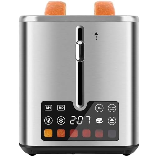 Touch Screen Toaster 2 Slice, Bagel Toaster with LCD Display, Stainless Steel Smart Digital Toasters with +15s Boost,Dual Memory Functions,Toasters with 6 Shade Settings & Extra-Wide Slots,900W - My Kitchen Products