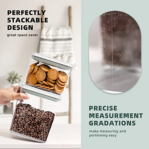 Tourdeus 8 Pack Airtight Food Storage Containers with Lids, Pop Top Pantry Organizer Set, BPA-Free Clear Stackable Kitchen Containers with Measurement Marks for Cereal, Flour, Sugar, Pasta, Snacks - My Kitchen Products