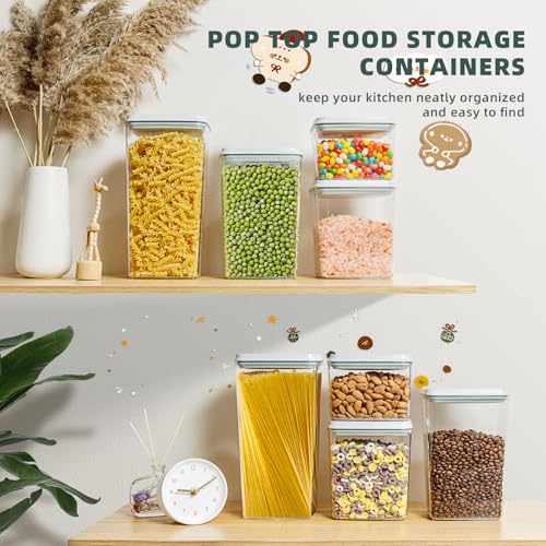 Tourdeus 8 Pack Airtight Food Storage Containers with Lids, Pop Top Pantry Organizer Set, BPA-Free Clear Stackable Kitchen Containers with Measurement Marks for Cereal, Flour, Sugar, Pasta, Snacks - My Kitchen Products