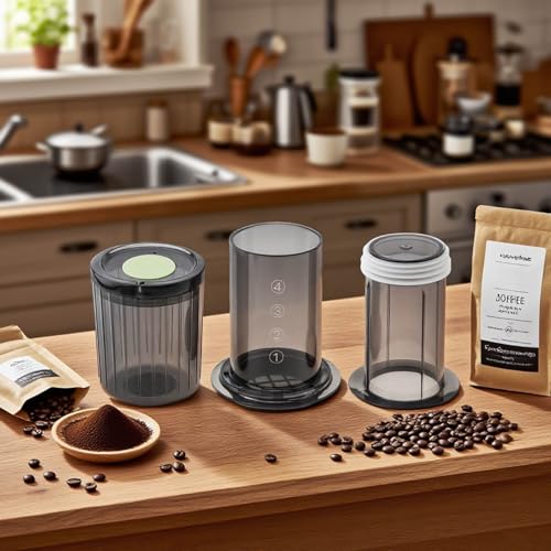 TQEONKL Portable Coffee Maker for Camping & Travel, Aeropress Coffee Maker, Manual Espresso Machine Coffee Press – 3 In 1 Brew Method Combines French Press, Espresso, Full Bodied Coffee Without Grit - My Kitchen Products