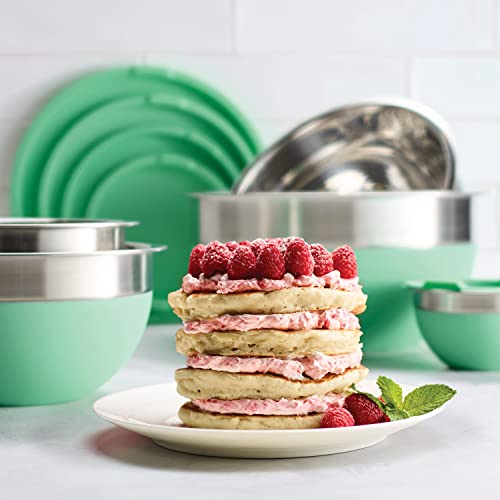 Tramontina 10 Pc Covered Stainless Steel and Silicone Mixing Bowl Set (Mint Green) - My Kitchen Products
