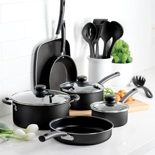 Tramontina Primaware 15-Piece Non Stick Cookware Set with Lids and Utensils, Aluminum Nonstick Pots and Pans Kitchen Set (Storm) - My Kitchen Products