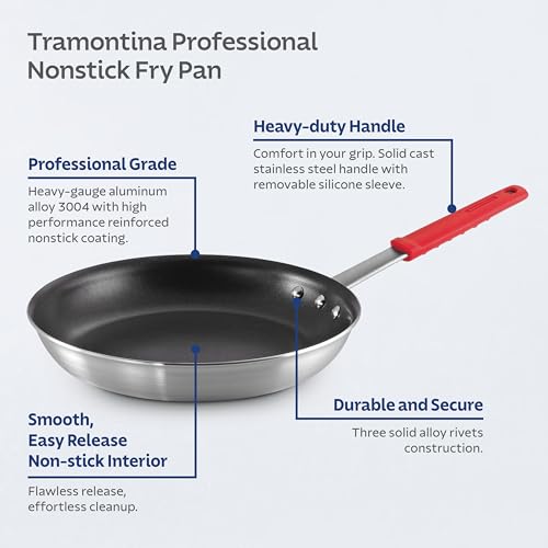 Tramontina Professional 12-Inch Non Stick Large Frying Pan, Heavy-Gauge Aluminum Skillet with Reinforced Nonstick Coating, Red Handle, Dishwasher and Oven Safe - My Kitchen Products