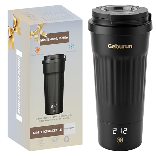 Travel Electric Kettle Portable Water Boiler, 400ml Small Tea Maker with 6 Temp Settings LCD Display, 316 Stainless Steel Vacuum Insulated Tumbler, 100V-240V, Travel Gifts for Men Women(Black) - My Kitchen Products