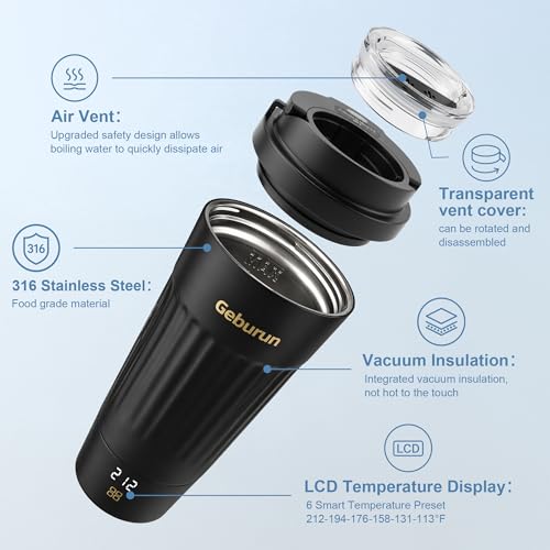 Travel Electric Kettle Portable Water Boiler, 400ml Small Tea Maker with 6 Temp Settings LCD Display, 316 Stainless Steel Vacuum Insulated Tumbler, 100V-240V, Travel Gifts for Men Women(Black) - My Kitchen Products