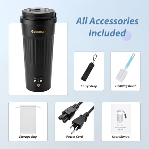 Travel Electric Kettle Portable Water Boiler, 400ml Small Tea Maker with 6 Temp Settings LCD Display, 316 Stainless Steel Vacuum Insulated Tumbler, 100V-240V, Travel Gifts for Men Women(Black) - My Kitchen Products