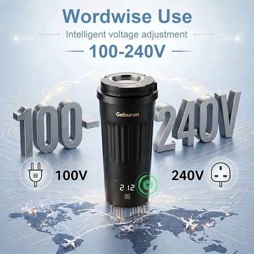 Travel Electric Kettle Portable Water Boiler, 400ml Small Tea Maker with 6 Temp Settings LCD Display, 316 Stainless Steel Vacuum Insulated Tumbler, 100V-240V, Travel Gifts for Men Women(Black) - My Kitchen Products