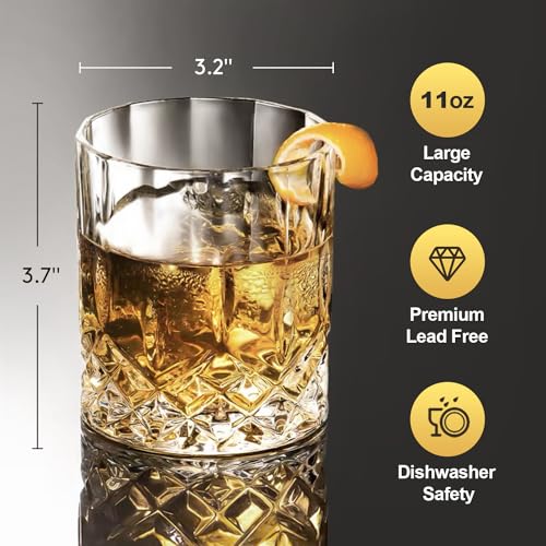 Triplorare Whiskey Glasses Set of 6, 11 OZ Old-Fashioned, Rum & Scotch Glasses - My Kitchen Products