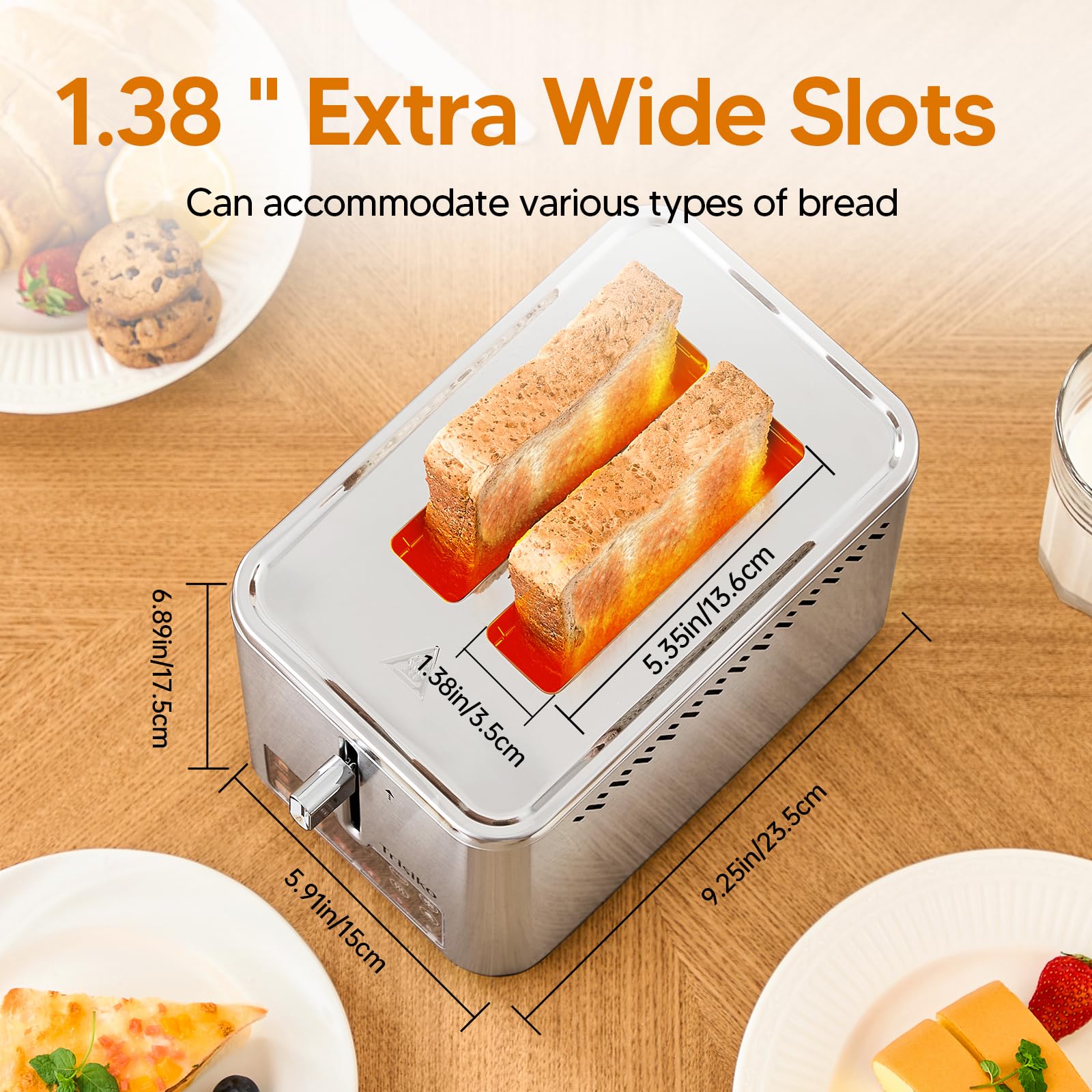 Trisiko Touch Screen Electric Toaster 2 Slice, Stainless Steel Smart Toaster with Digital Timer, 1.38" Extra-Wide Slots for Bread& Bagel, Great for Home, Office,Dorm - My Kitchen Products
