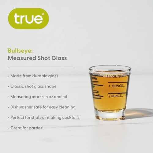True Bullseye Measuring Shot Glasses, Cocktail Accessories, Reusable Measuring shot Glass, Set of 1, 1.5 oz. - My Kitchen Products
