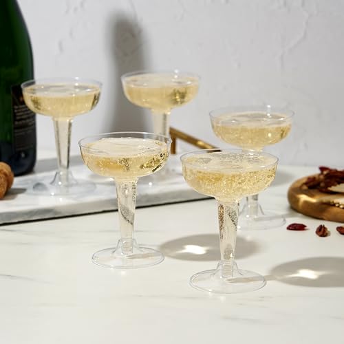 TRUE Champagne Tower Disposable Plastic Champagne Coupe Glasses 5 oz – 20 Pack Clear Cocktail Cups, Party Wedding Birthday Mimosa Bar Drinkware, Durable Wine Bar Party Supplies - My Kitchen Products
