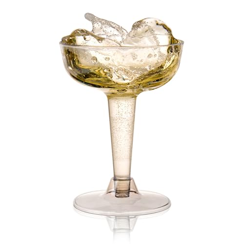 TRUE Champagne Tower Disposable Plastic Champagne Coupe Glasses 5 oz – 20 Pack Clear Cocktail Cups, Party Wedding Birthday Mimosa Bar Drinkware, Durable Wine Bar Party Supplies - My Kitchen Products
