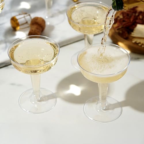 TRUE Champagne Tower Disposable Plastic Champagne Coupe Glasses 5 oz – 20 Pack Clear Cocktail Cups, Party Wedding Birthday Mimosa Bar Drinkware, Durable Wine Bar Party Supplies - My Kitchen Products