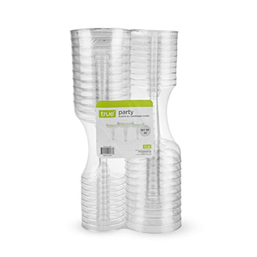 TRUE Champagne Tower Disposable Plastic Champagne Coupe Glasses 5 oz – 20 Pack Clear Cocktail Cups, Party Wedding Birthday Mimosa Bar Drinkware, Durable Wine Bar Party Supplies - My Kitchen Products