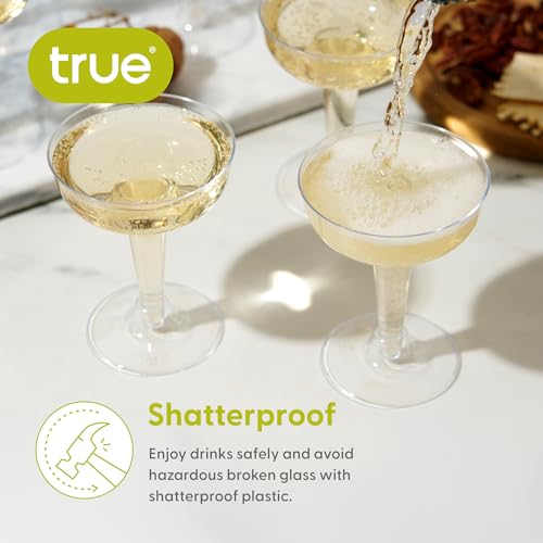 TRUE Champagne Tower Disposable Plastic Champagne Coupe Glasses 5 oz – 20 Pack Clear Cocktail Cups, Party Wedding Birthday Mimosa Bar Drinkware, Durable Wine Bar Party Supplies - My Kitchen Products