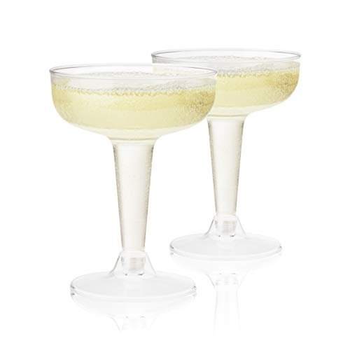 TRUE Champagne Tower Disposable Plastic Champagne Coupe Glasses 5 oz – 20 Pack Clear Cocktail Cups, Party Wedding Birthday Mimosa Bar Drinkware, Durable Wine Bar Party Supplies - My Kitchen Products
