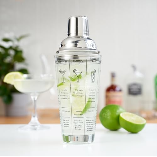True Glass Cocktail Shaker with 7 Classic Recipes and Measurements for Cold Brew Cocktails, Home Bar Accessories, Bar Tools, Bartender Gifts, Hosting Essentials, 13.5 oz, Set of 1, Clear - My Kitchen Products