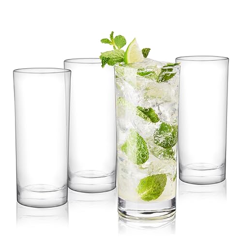 True Highball Glasses, Tall Glass Tumbler for Cocktails, Mojito Iced Tea Juices, Soda Water Drinking Cups, Kitchen