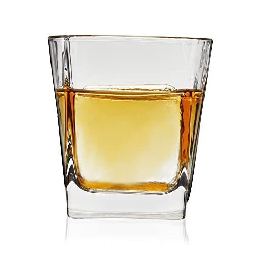 TRUE Square Rocks Glass, Old Fashioned Whiskey Glasses, Superb Drinking Cups for Cocktail Party, Home Bar, Bartender Accessories, Set of 4, 10 oz - My Kitchen Products