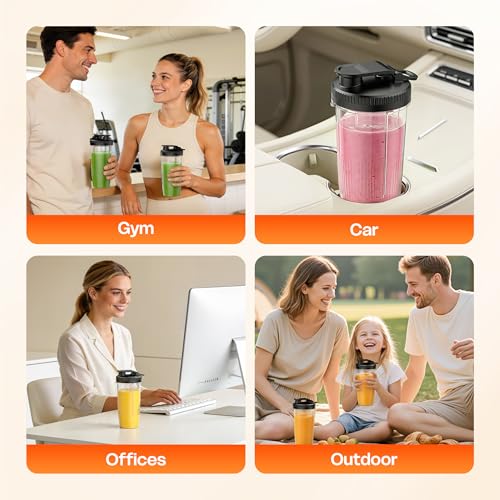 Turelar Blender for Smoothies Portable Personal Blender for Shakes and Smoothies for Kitchen with 2 * 24oz Portable Cups and Extra Lid, Smoothie Maker Machine for Juices, Baby Food, Nutritious Recipe - My Kitchen Products