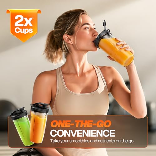 Turelar Blender for Smoothies Portable Personal Blender for Shakes and Smoothies for Kitchen with 2 * 24oz Portable Cups and Extra Lid, Smoothie Maker Machine for Juices, Baby Food, Nutritious Recipe - My Kitchen Products