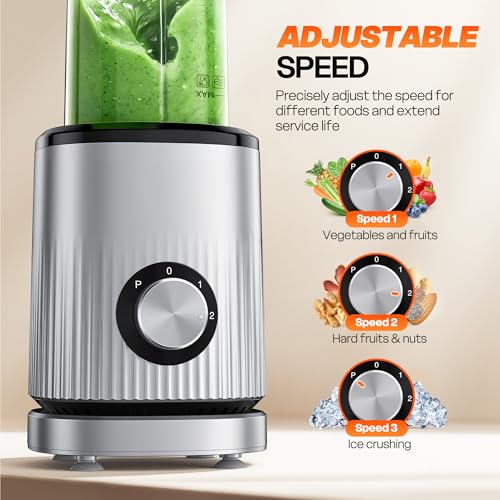 Turelar Blender for Smoothies Portable Personal Blender for Shakes and Smoothies for Kitchen with 2 * 24oz Portable Cups and Extra Lid, Smoothie Maker Machine for Juices, Baby Food, Nutritious Recipe - My Kitchen Products