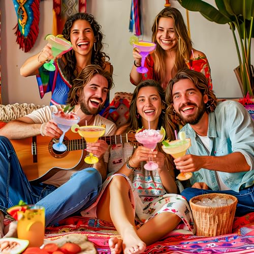 TURNMEON 30 Pack Plastic Margarita Glasses 12 oz Disposable Neon Cocktail Cups for Cinco de Mayo Decorations Mexican Fiesta Party Decorations Fun Taco Tuesday Mexican Theme Party Supplies - My Kitchen Products