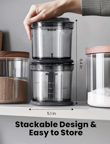 TWOMEOW Food Processor 4 Cup, Electric Food Chopper, 【Small but Powerful】Meat Grinder with 2 Bowls, 2 Speed & 4 Blades for Vegetable, Meat, Nuts, Functions for Chopping, Dicing, Mixing and Puree - My Kitchen Products