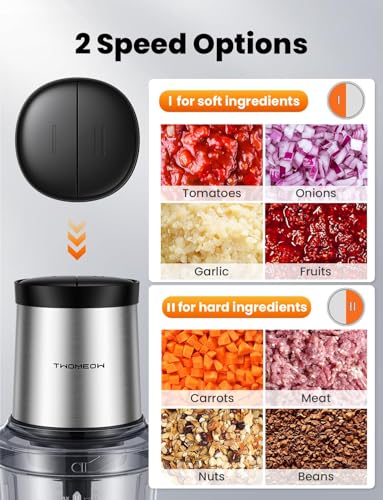 TWOMEOW Food Processor 4 Cup, Electric Food Chopper, 【Small but Powerful】Meat Grinder with 2 Bowls, 2 Speed & 4 Blades for Vegetable, Meat, Nuts, Functions for Chopping, Dicing, Mixing and Puree - My Kitchen Products