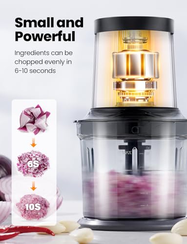 TWOMEOW Food Processor 4 Cup, Electric Food Chopper, 【Small but Powerful】Meat Grinder with 2 Bowls, 2 Speed & 4 Blades for Vegetable, Meat, Nuts, Functions for Chopping, Dicing, Mixing and Puree - My Kitchen Products