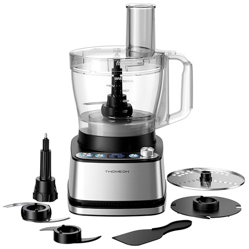 TWOMEOW Food Processor, 4 Programs & Pulse,1000W Max Power,12 Cups Total Volume for Slicing, Mincing, Dicing, Shredding, Puree, Dough and Vegetable Chopper Clean Bowl Scraper, Stainless Steel - My Kitchen Products