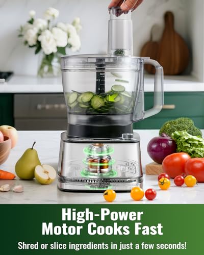 TWOMEOW Food Processor, 4 Programs & Pulse,1000W Max Power,12 Cups Total Volume for Slicing, Mincing, Dicing, Shredding, Puree, Dough and Vegetable Chopper Clean Bowl Scraper, Stainless Steel - My Kitchen Products