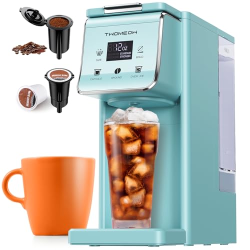 TWOMEOW K Cup Coffee Maker With Bold Setting, Single Serve Hot & Iced Coffee Maker for K-Cup and Grounds, 52oz Removable Water Tank, 6 to14oz Brew Sizes, Pod Coffee Machine With Reusable Filter, Blue - My Kitchen Products