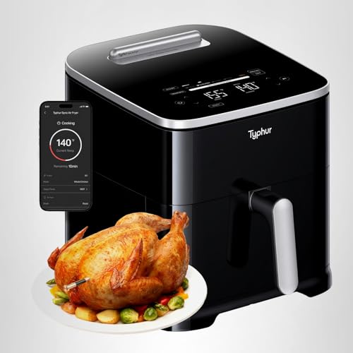 Typhur Sync 8QT AI Smart Air Fryer with Built-in Wireless Meat Thermometer, 9-in-1 XL Non Toxic Ceramic Airfryer, 450°F Max, Cooks 6lb Whole Chicken, Quiet & Dishwasher Safe, 120V - My Kitchen Products