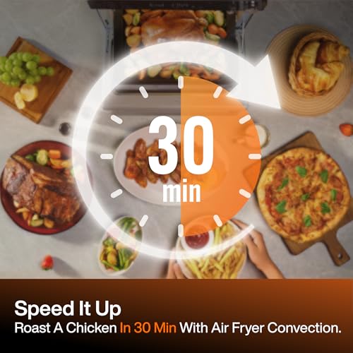 Typhur Sync Oven with Smart AI Wireless Meat Thermometer Probe, 12‑in‑1 Countertop Air Fryer Toaster Oven Combo, 360° Turbo Convection, Dehydrator, Recipe & 5 Accessories, Large 27QT, Stainless Steel - My Kitchen Products