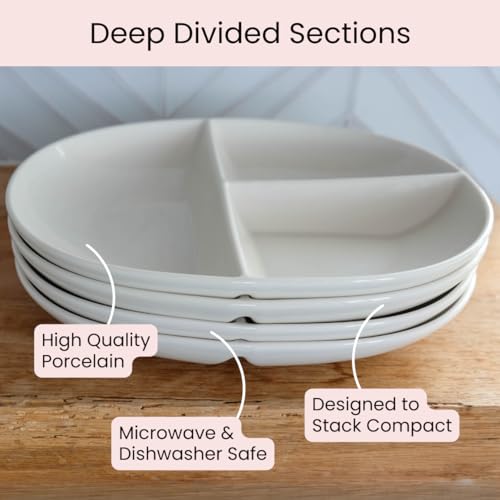 Uba Portion Control Plate (PORCELAIN) for Adults for Healthy Diet (White, 1) - My Kitchen Products