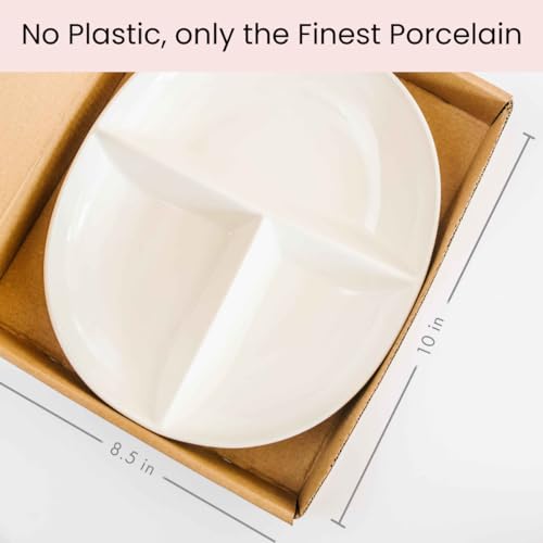 Uba Portion Control Plate (PORCELAIN) for Adults for Healthy Diet (White, 1) - My Kitchen Products