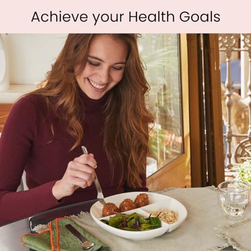 Uba Portion Control Plate (PORCELAIN) for Adults for Healthy Diet (White, 1) - My Kitchen Products