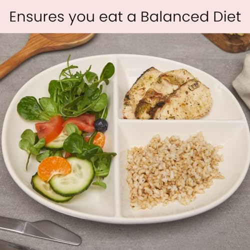 Uba Portion Control Plate (PORCELAIN) for Adults for Healthy Diet (White, 1) - My Kitchen Products