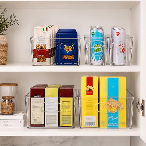 UFORU 10 Pack Clear Pantry Organizers and Storage, Stackable Plastic Storage Bins with Handles, Clear Storage Bins for Kitchen, Fridge, Freezer, Cabinet and Containers for Pantry Organization - My Kitchen Products