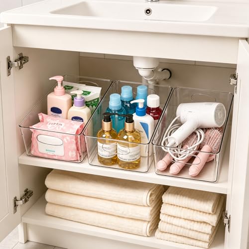 UFORU 10 Pack Clear Pantry Organizers and Storage, Stackable Plastic Storage Bins with Handles, Clear Storage Bins for Kitchen, Fridge, Freezer, Cabinet and Containers for Pantry Organization - My Kitchen Products