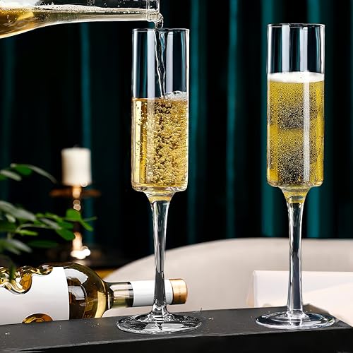 Ufrount Champagne Flutes 5oz,Clear Champagne Glasses Set of 8,Classic Sparkling Glasses Prosecco Toasting Champagne Flute Glass for Home Bar,Wedding,Restaurant - My Kitchen Products