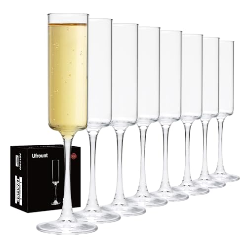 Ufrount Champagne Flutes 5oz,Clear Champagne Glasses Set of 8,Classic Sparkling Glasses Prosecco Toasting Champagne Flute