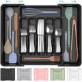 ukeetap Extra Large Expandable Silverware Organizer, BPA-Free Food-Safe Cutlery Flatware Organizer, Kitchen Utensil Drawer Organizer, Adjustable Silverware Holder for Spoons Forks Knives, Black - My Kitchen Products