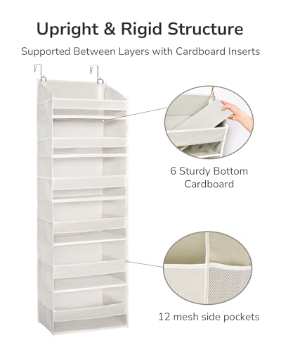 ULG Over The Door Organizer with 6 Large Pockets 12 Side Pockets, 50lbs Weight Capacity Door Hanging Organizer for Bedroom, Bathroom, Pantry, Nursery Storage, Beige - My Kitchen Products