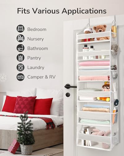 ULG Over The Door Organizer with 6 Large Pockets 12 Side Pockets, 50lbs Weight Capacity Door Hanging Organizer for Bedroom, Bathroom, Pantry, Nursery Storage, Beige - My Kitchen Products
